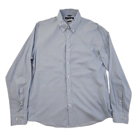 Michael Kors Button Up Shirt Men's Large Blue Floral Slim Fit EUC LN Old Money - Picture 1 of 15
